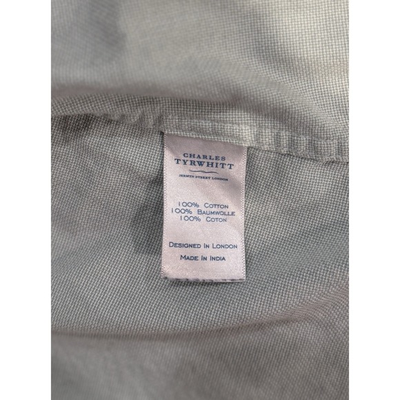 Charles Tyrwhitt 15.5 x 33 Slim Fit Light Green Dress Shirt Medium M EUC - Picture 5 of 6